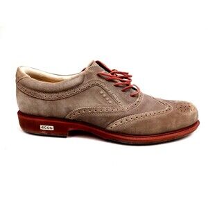 Ecco Tour Hybrid Suede Wingtip Men's US 13-13.5 EU 47 Brown Spikeless Golf Shoe